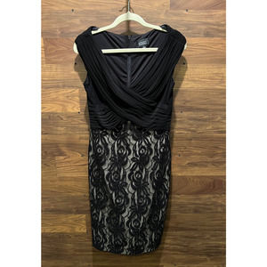 Adrianna Papell A-Line Dress Black & Gold Knee Length Women's Size 10